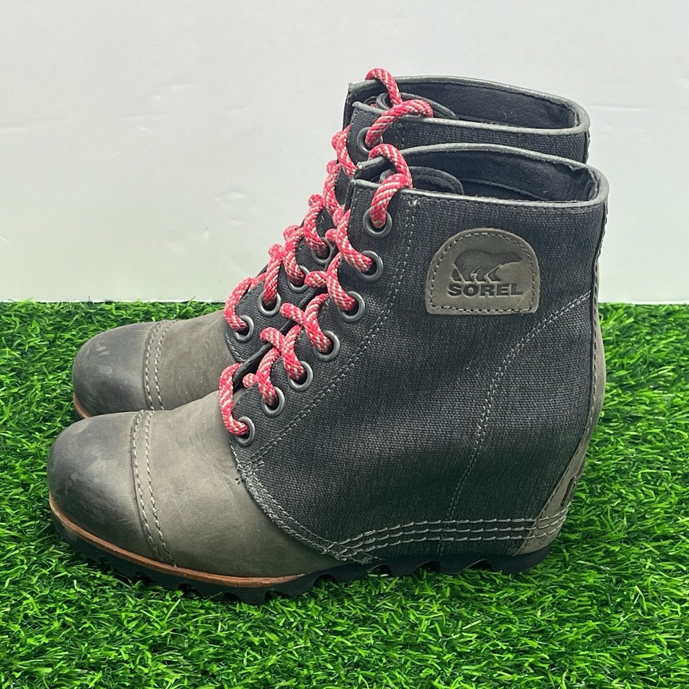 Sorel PDX Wedge Boots Gray Canvas Leather Women's Shoes Size 7 NL2796-089 - Picture 3 of 7